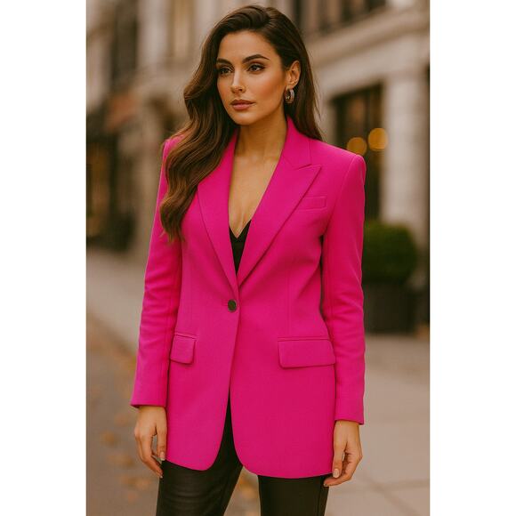 Barbara Bui Tailored Crepe Lined Blazer Jacket Hot Pink 38 Small Luxury Barbie - Picture 1 of 13